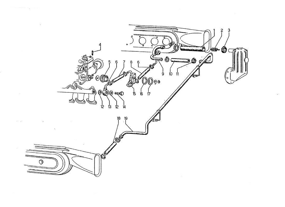 lamborghini jarama alimentazione diagramma delle parti