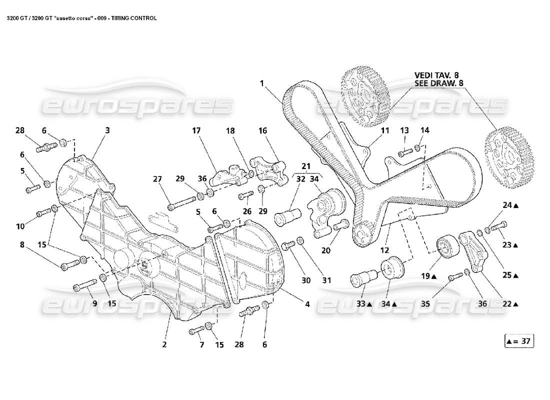 maserati 3200 gt/gta/assetto corsa controllo del tempo diagramma delle parti
