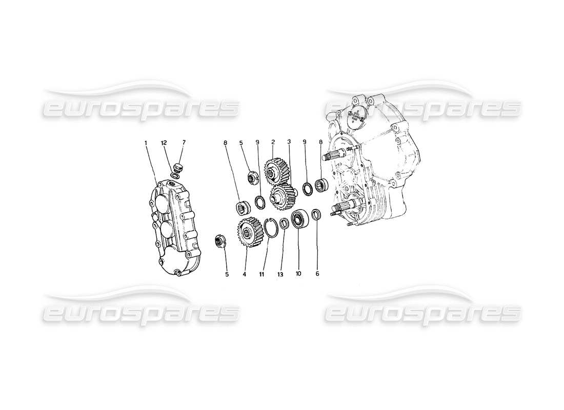 ferrari 246 dino (1975) diagramma delle parti della trasmissione del cambio