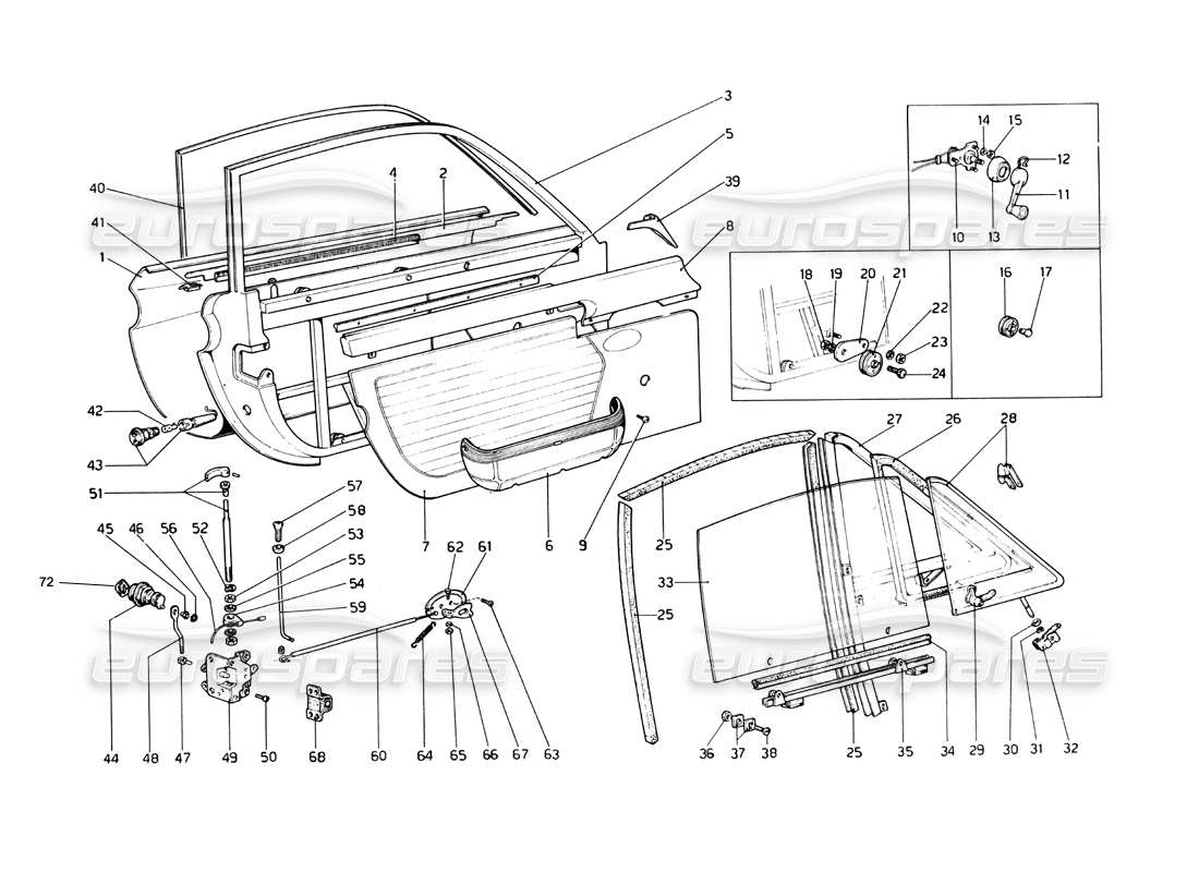 ferrari 246 dino (1975) porte diagramma delle parti