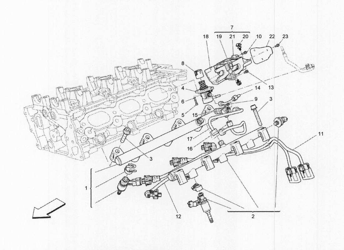 maserati qtp. v6 3.0 bt 410bhp 2wd 2017 diagramma delle parti delle pompe del carburante e delle linee di collegamento