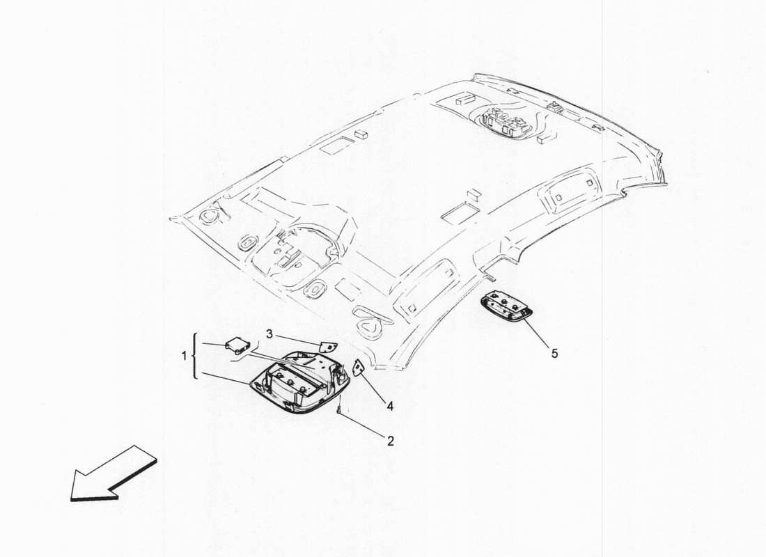 maserati qtp. v6 3.0 bt 410bhp 2wd 2017 diagramma delle parti dei dispositivi interni del veicolo