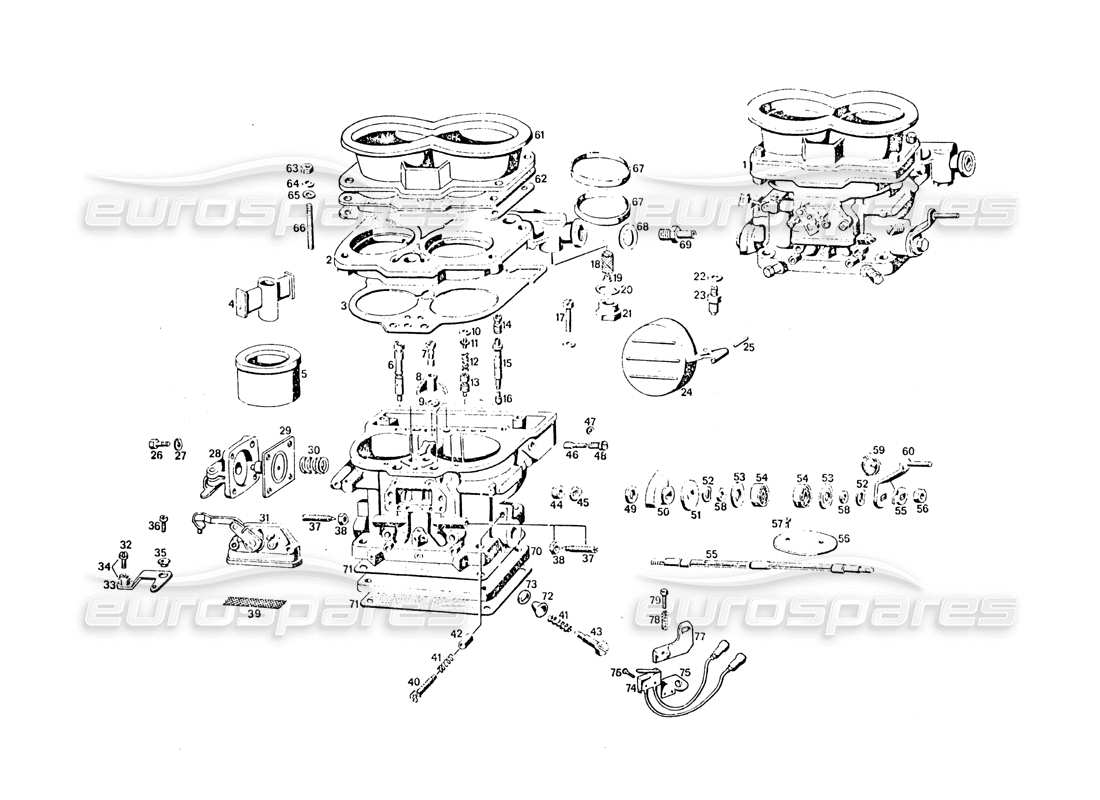 maserati khamsin carburatore diagramma delle parti