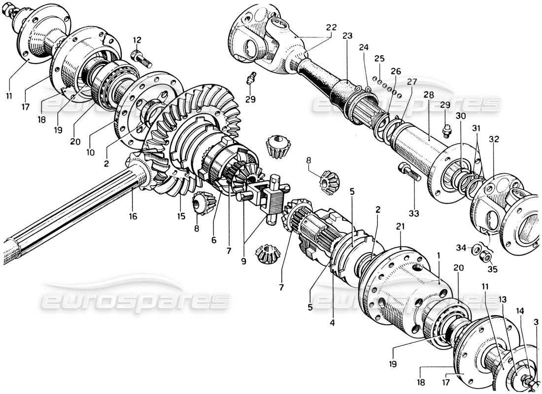 ferrari 330 gtc coupe scatola differenziale e semiassi diagramma delle parti