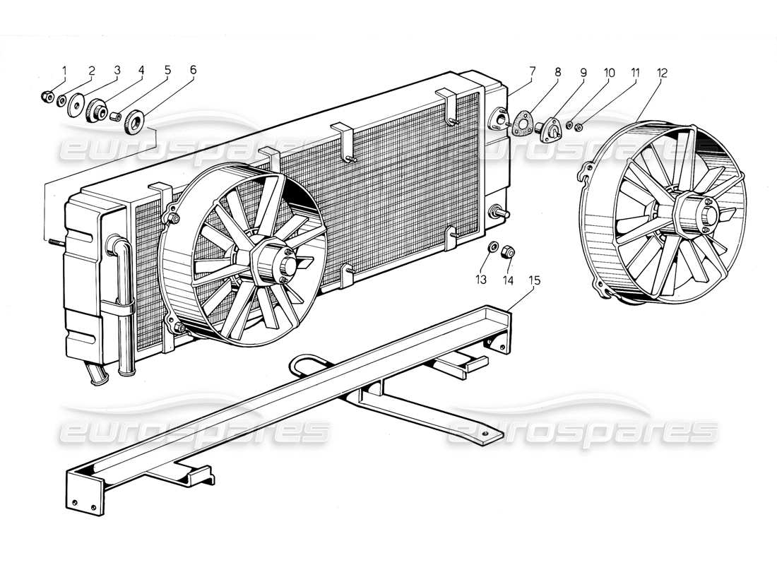 lamborghini jalpa 3.5 (1984) diagramma delle parti del radiatore e del sistema di raffreddamento (valido per la svizzera - 1985).