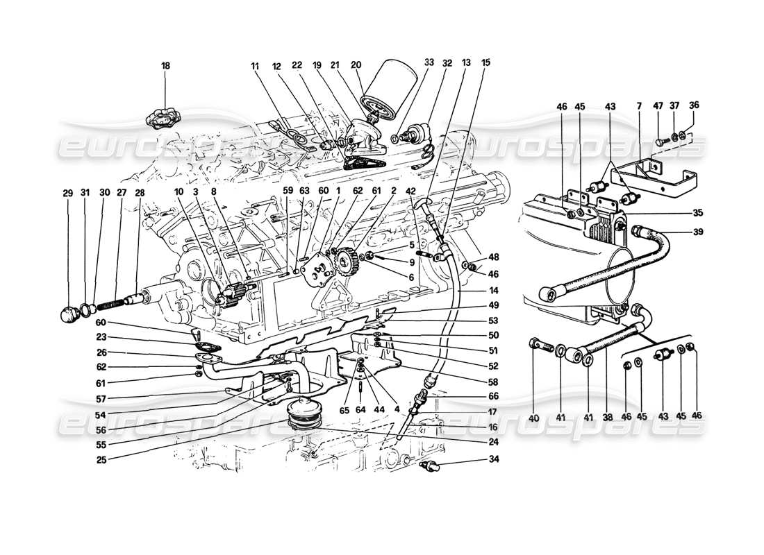ferrari 308 gtb (1980) sistema di lubrificazione (308 gts e aus) diagramma delle parti