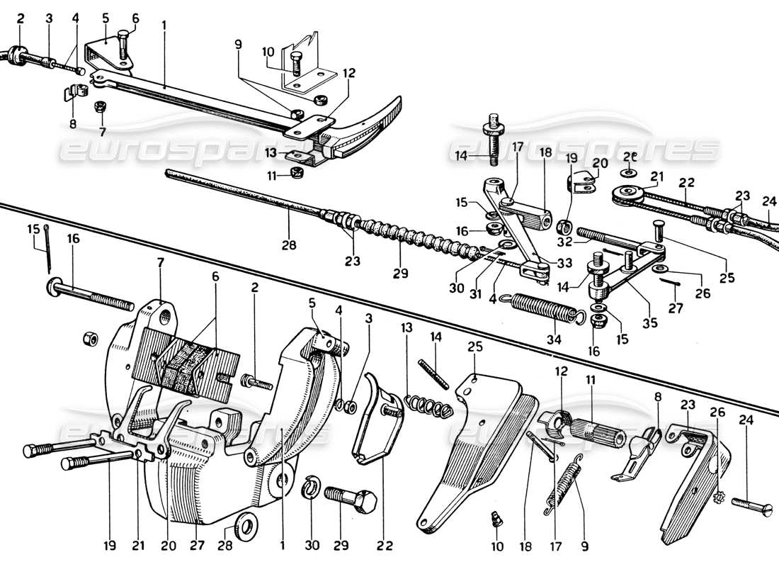 ferrari 330 gtc coupe controllo del freno a mano diagramma delle parti