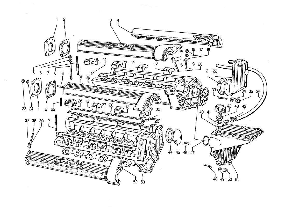 lamborghini jarama testa cilindri diagramma delle parti