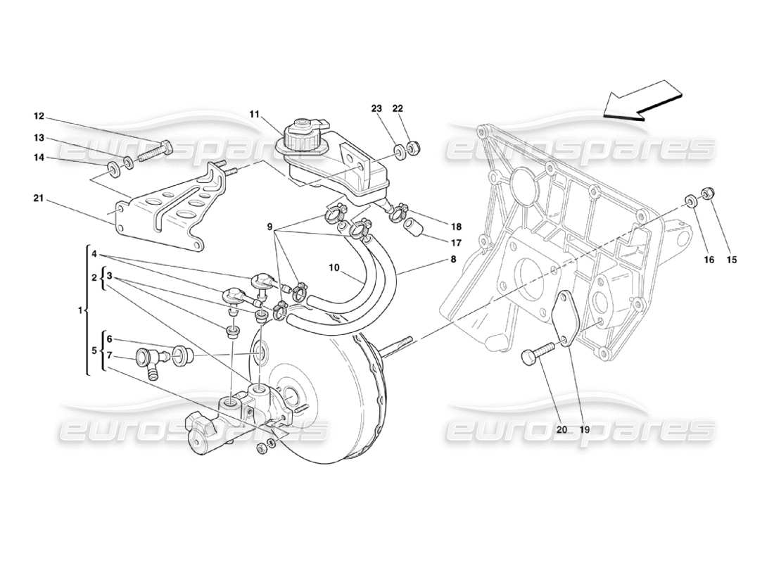 ferrari 360 challenge stradale schema delle parti del controllo idraulico dei freni