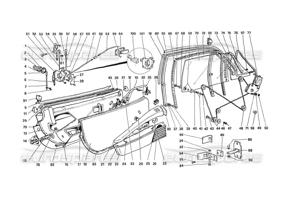 ferrari 308 gtb (1980) diagramma delle parti porte