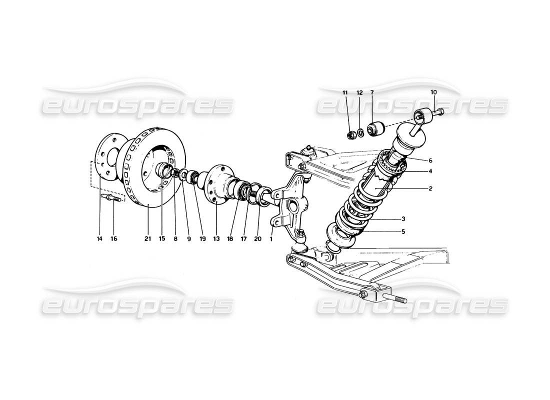 ferrari 246 dino (1975) sospensione anteriore - ammortizzatore diagramma delle parti