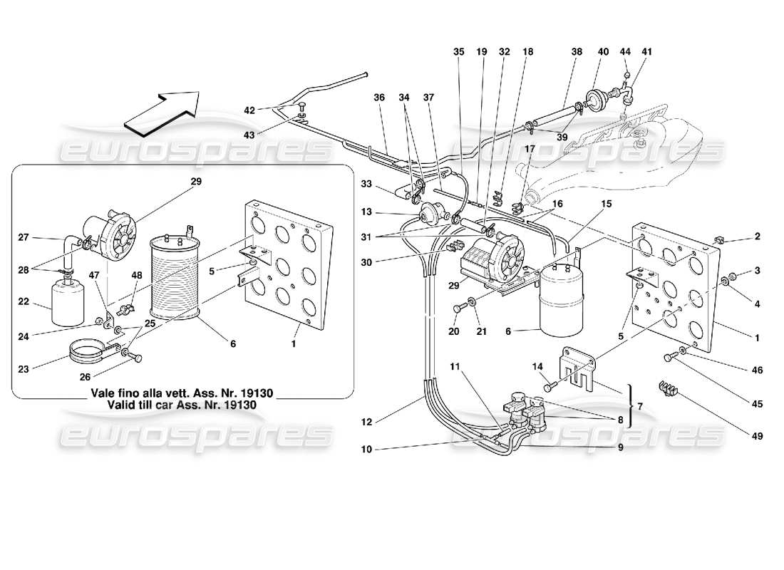 ferrari 355 (2.7 motronic) dispositivo di iniezione dell'aria diagramma delle parti