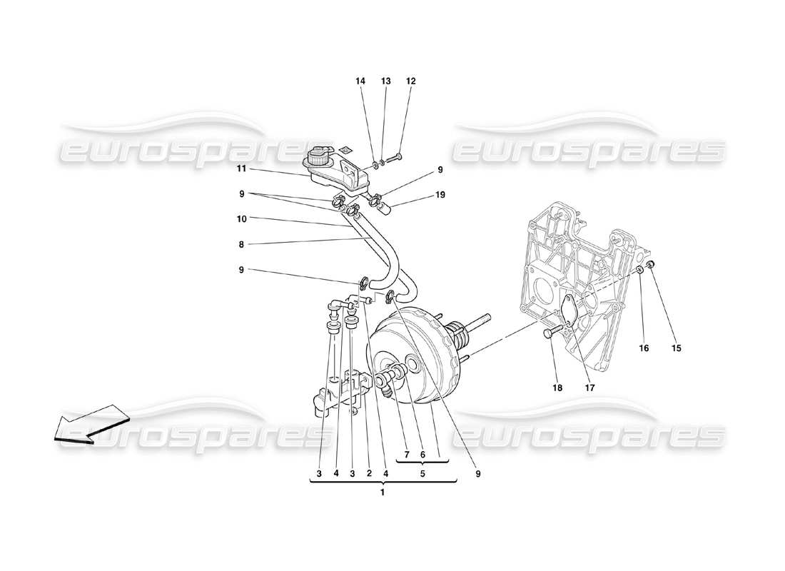 ferrari 360 challenge (2000) diagramma delle parti dei comandi idraulici dei freni