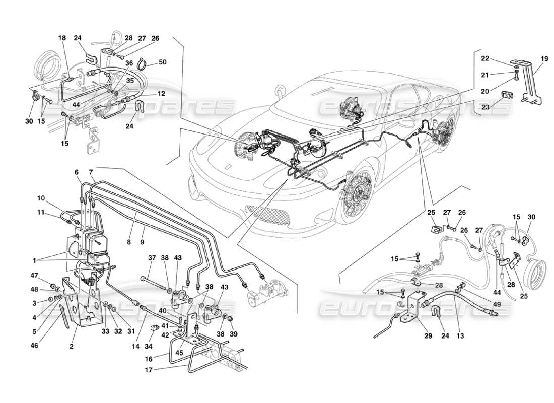 ferrari 360 challenge stradale schema delle parti del sistema frenante