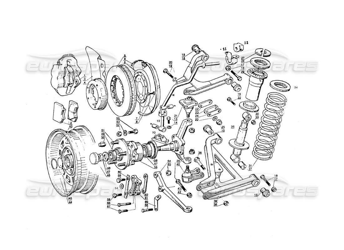 maserati qtp.v8 4.9 (s3) 1979 sospensioni anteriori diagramma delle parti