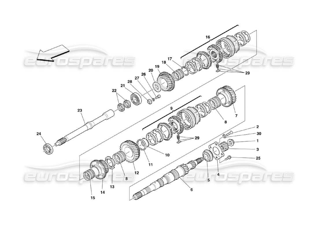 ferrari 360 challenge stradale ingranaggi dell'albero principale diagramma delle parti