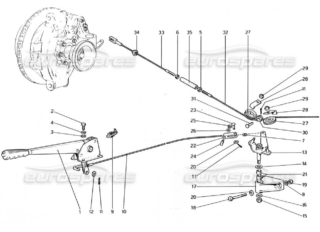 ferrari 308 gtb (1976) controllo del freno a mano diagramma delle parti