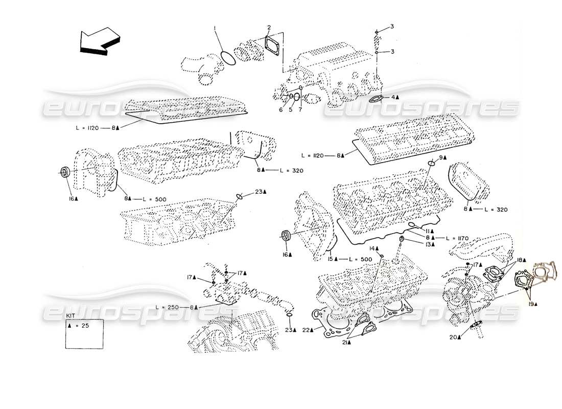 maserati shamal occhielli e guarnizioni della testata diagramma delle parti