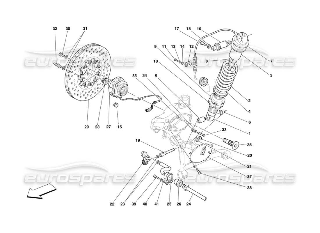 ferrari 360 challenge stradale sospensione anteriore - ammortizzatore e disco freno schema delle parti