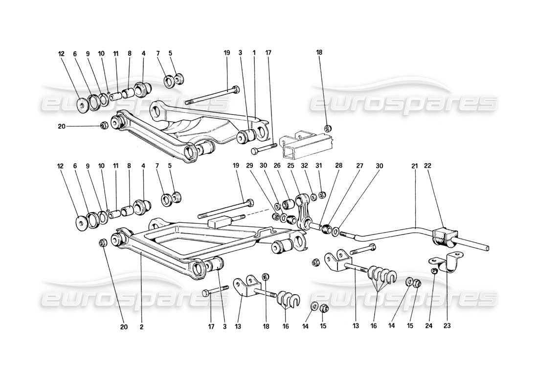 ferrari 328 (1985) sospensione posteriore - bracci trasversali diagramma delle parti