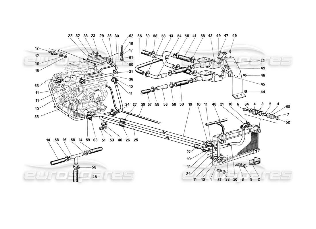 ferrari 308 (1981) gtbi/gtsi sistema di raffreddamento diagramma delle parti