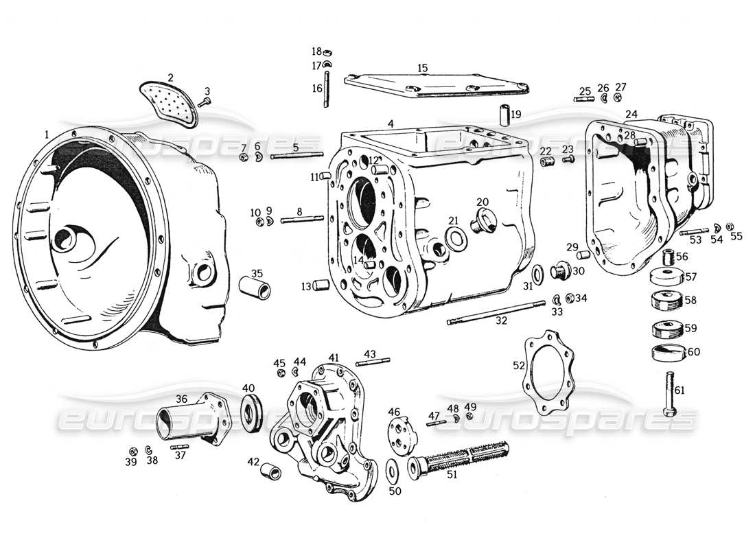 ferrari 250 gte (1957) scatola trasmissione e frizione diagramma delle parti