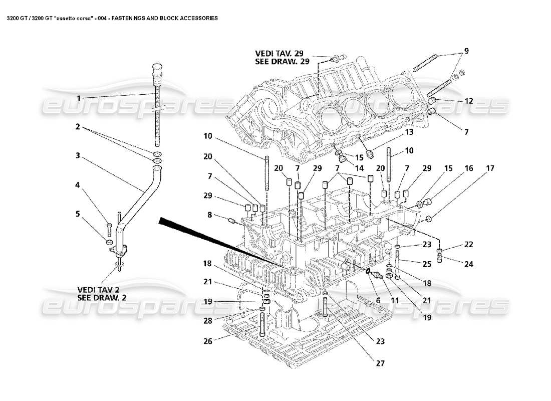 maserati 3200 gt/gta/assetto corsa fastening & block acc diagramma delle parti