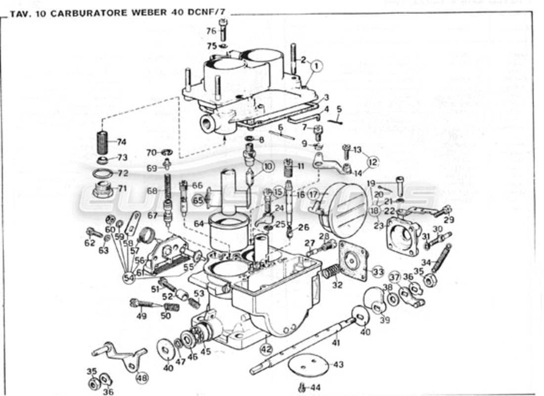 ferrari 246 gt series 1 carburatore weber diagramma delle parti