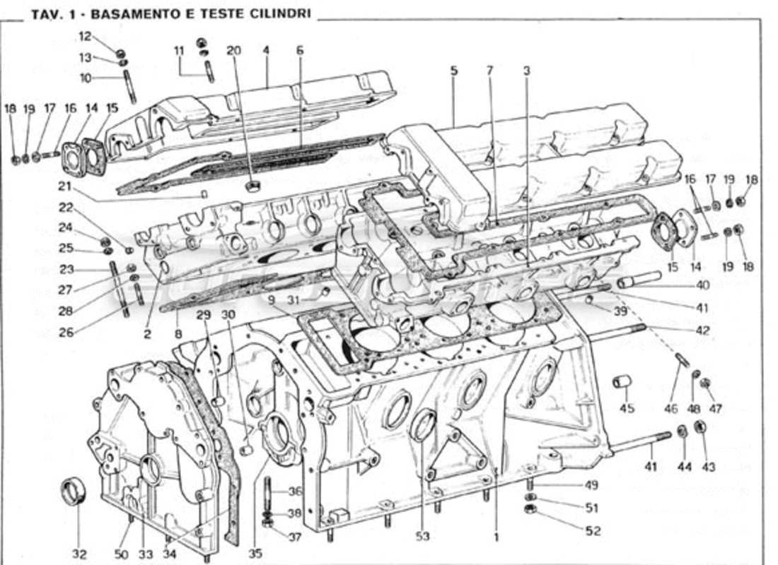 ferrari 246 gt series 1 basamento e testate diagramma delle parti
