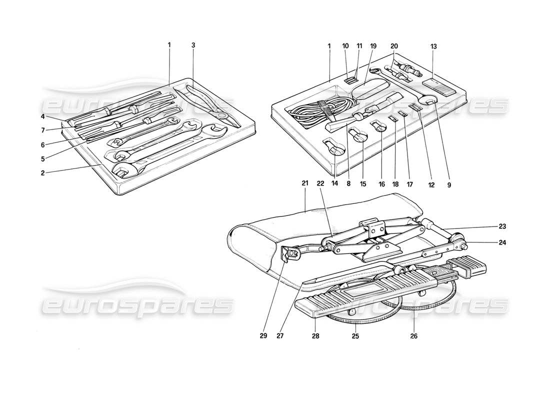 ferrari mondial 8 (1981) kit di strumenti diagramma delle parti