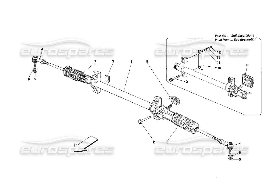 ferrari 348 (2.7 motronic) scatola sterzo e collegamento diagramma delle parti