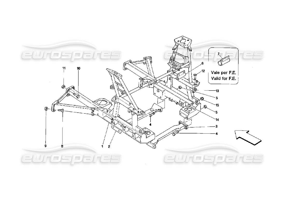 ferrari mondial 3.4 t coupe/cabrio telaio posteriore rimovibile - valido per auto con diagramma delle parti 4p