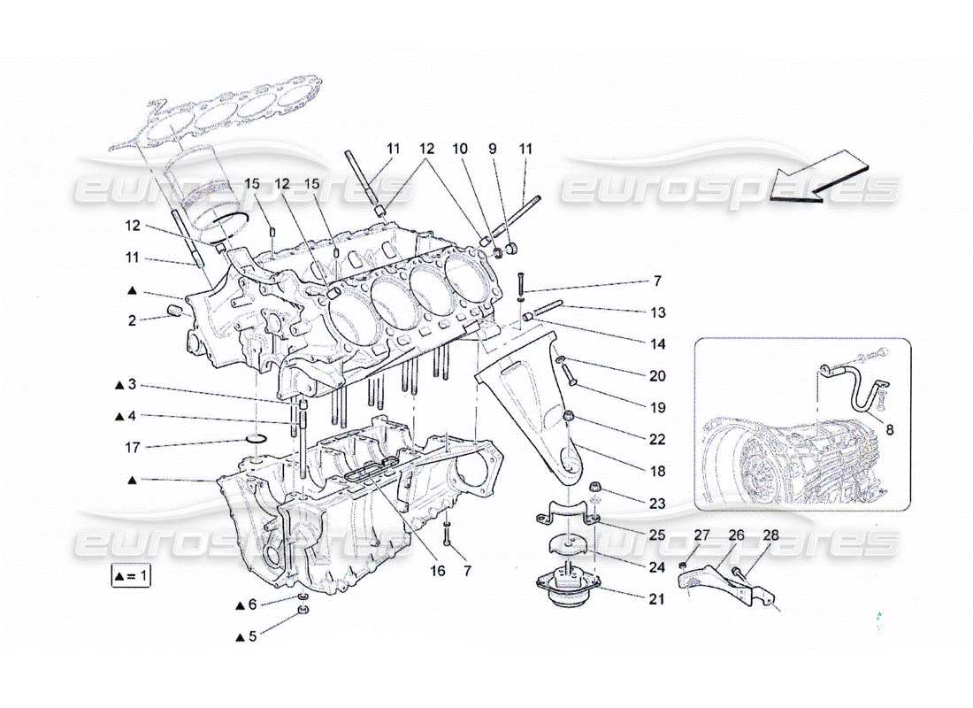 maserati qtp. (2010) 4.2 schema delle parti del basamento