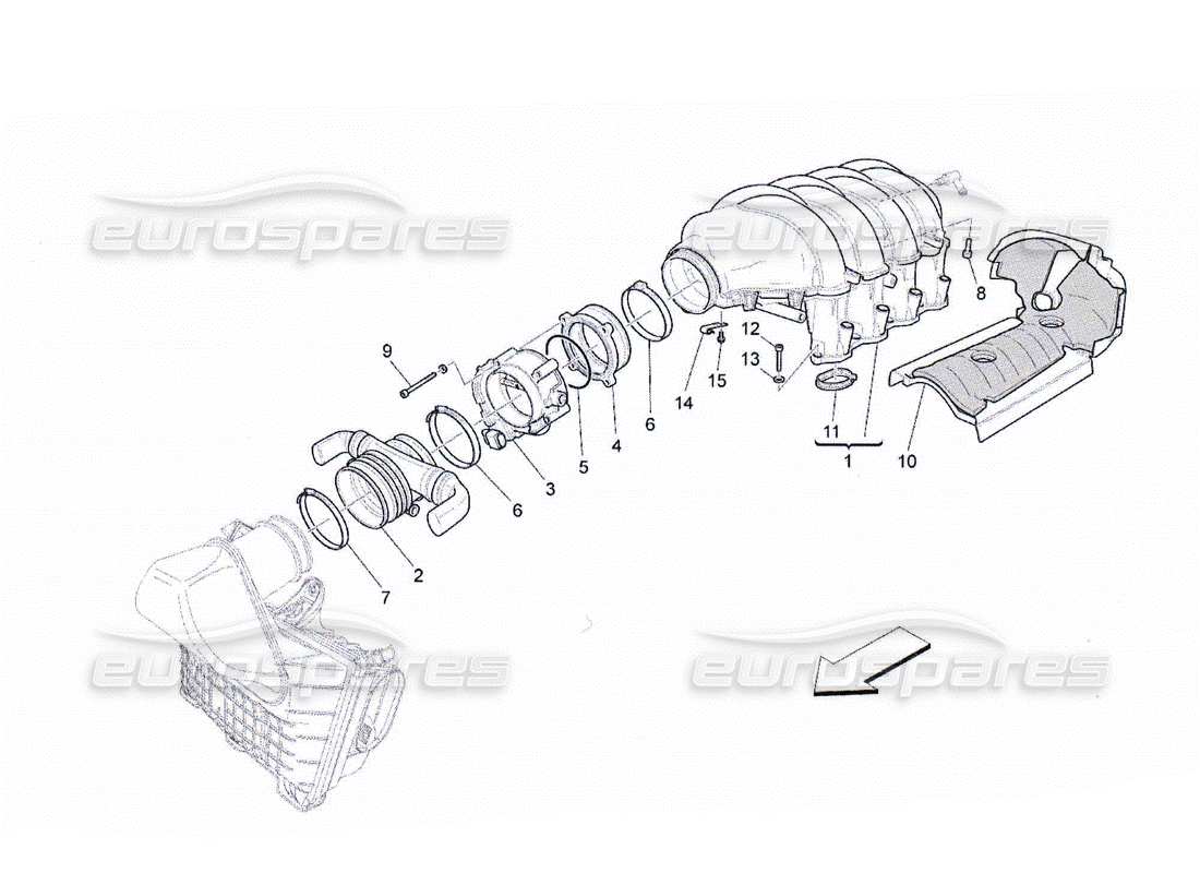 maserati qtp. (2010) 4.2 schema della parte del collettore di aspirazione e del corpo farfallato