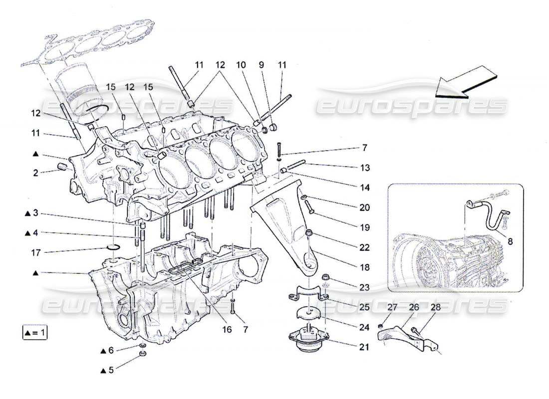 maserati qtp. (2010) 4.7 schema delle parti del basamento