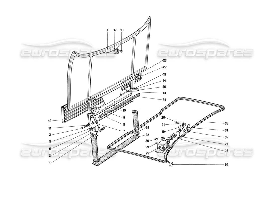 ferrari mondial 8 (1981) coperchio dello scomparto anteriore diagramma delle parti