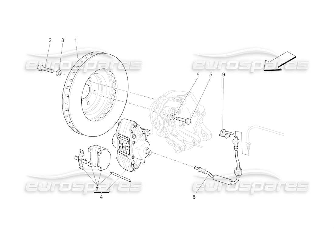 maserati qtp. (2006) 4.2 f1 schema parziale dei dispositivi di frenatura sulle ruote posteriori