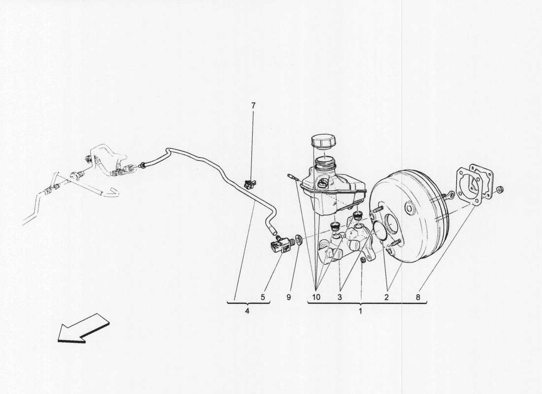 maserati qtp. v6 3.0 bt 410bhp 2wd 2017 diagramma delle parti del servosistema freno