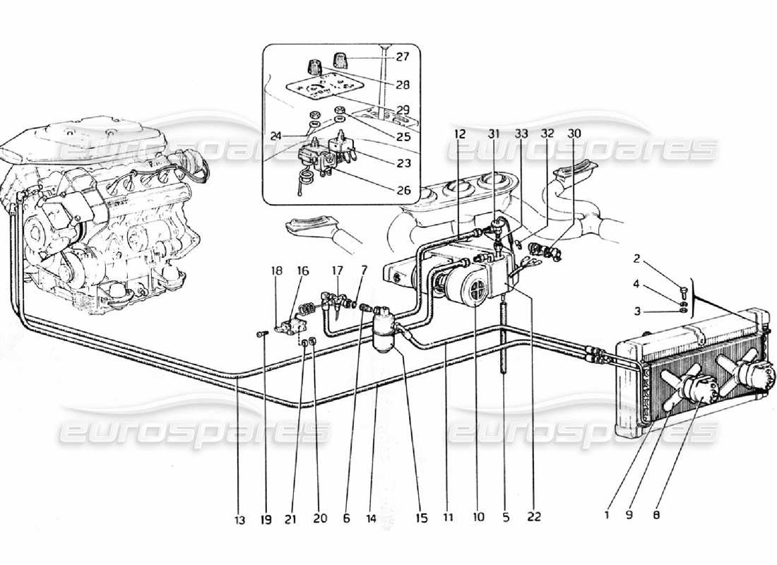 ferrari 308 gtb (1976) diagramma delle parti del sistema di climatizzazione