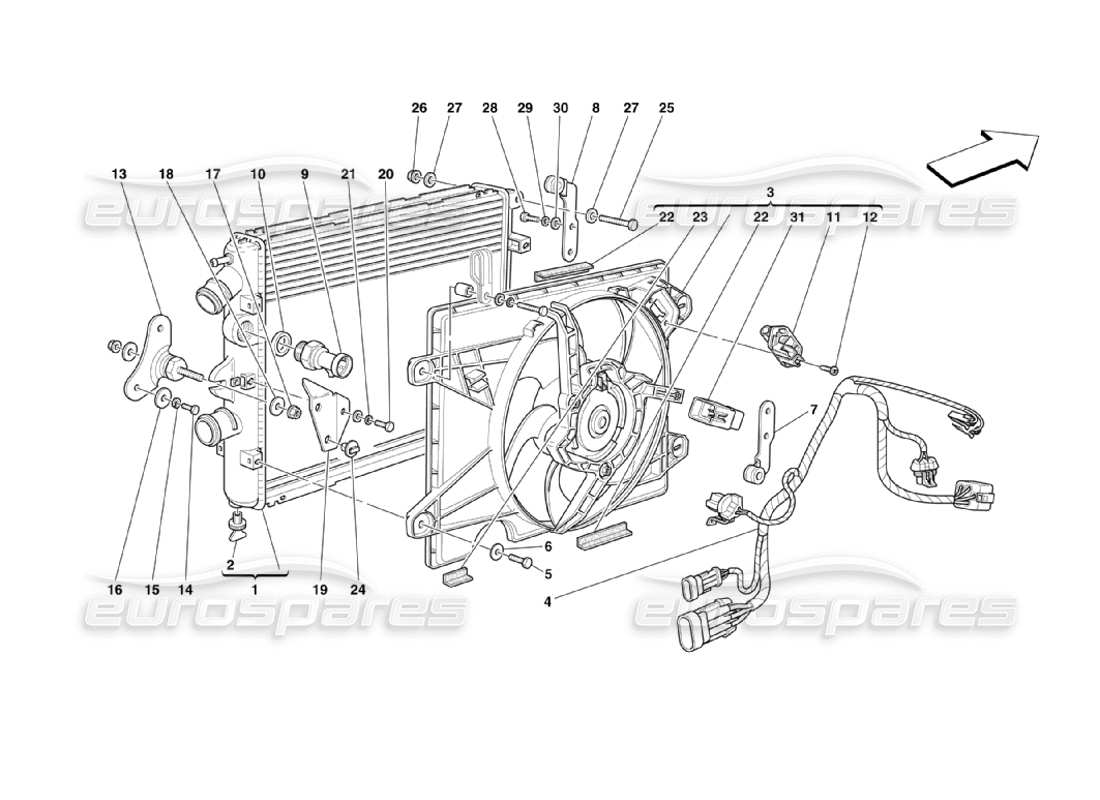 ferrari 360 challenge stradale radiatori del sistema di raffreddamento schema delle parti