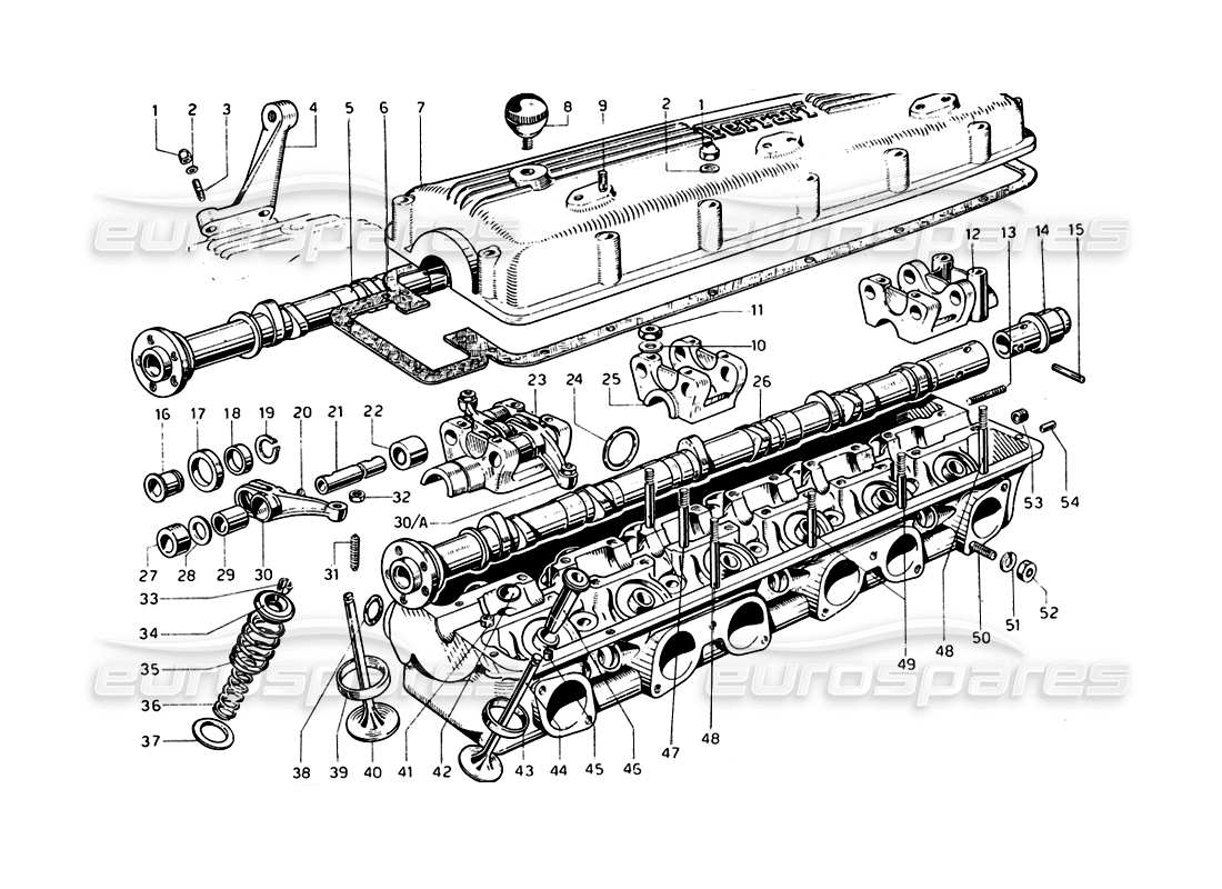 ferrari 275 gtb/gts 2 cam schema delle parti della testa cilindro