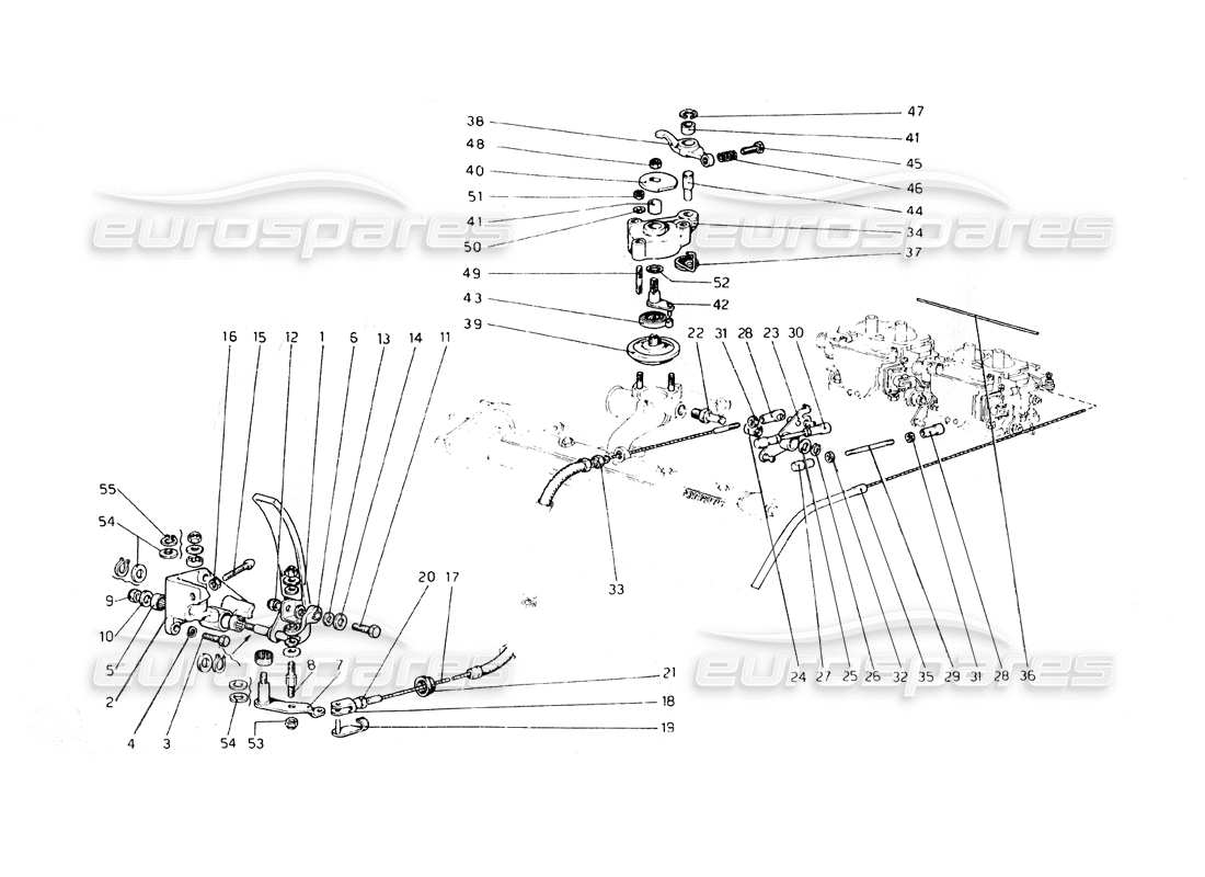 ferrari 308 gt4 dino (1979) diagramma delle parti del controllo dell'acceleratore