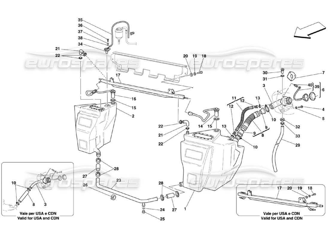 ferrari 360 challenge stradale serbatoi di carburante e unione diagramma delle parti