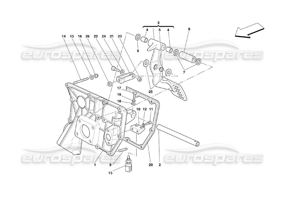 ferrari 360 challenge stradale pedali schema delle parti
