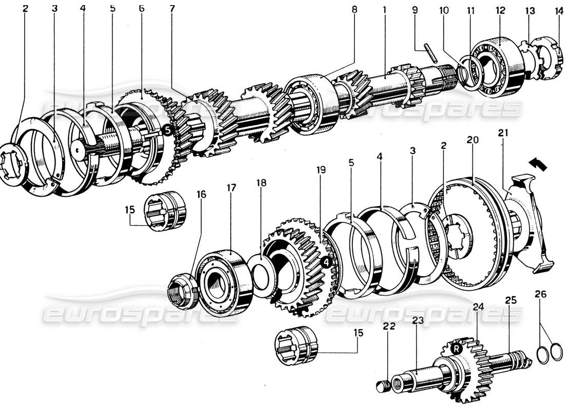 ferrari 330 gtc coupe albero di uscita diagramma delle parti