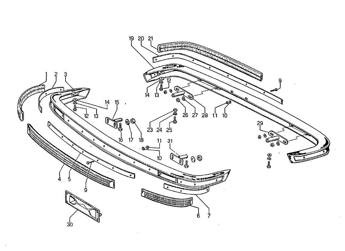 lamborghini jarama paraurti anteriore e posteriore part diagram