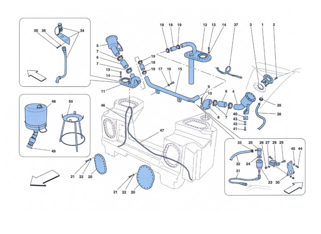 ferrari 458 challenge schema delle parti serbatoi carburante e bocchettone