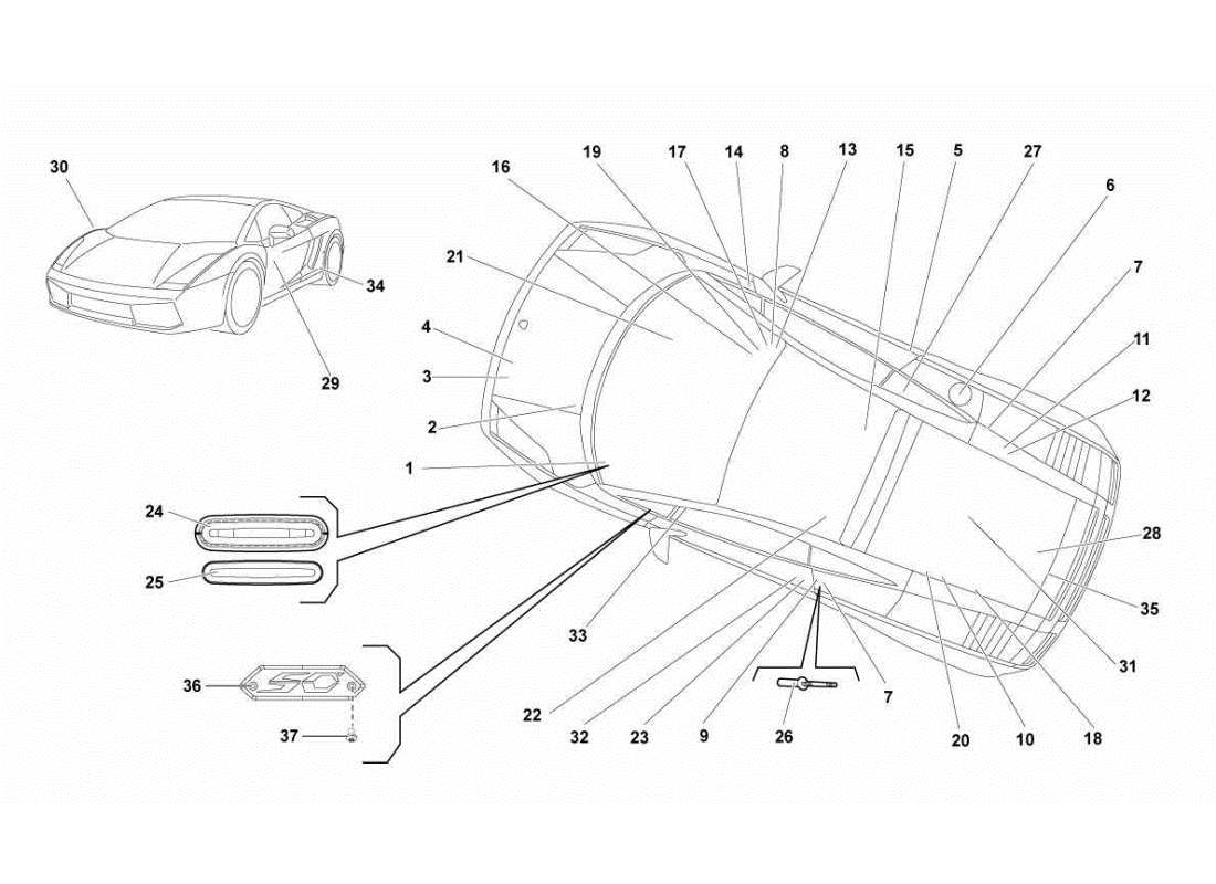 lamborghini gallardo sts ii sc targhette diagramma delle parti
