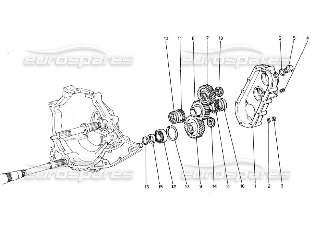 ferrari 308 gtb (1976) trasmissione del cambio diagramma delle parti