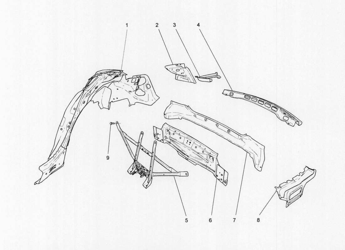 maserati qtp. v6 3.0 bt 410bhp 2wd 2017 schema delle parti della carrozzeria e dei pannelli di rivestimento esterni posteriori